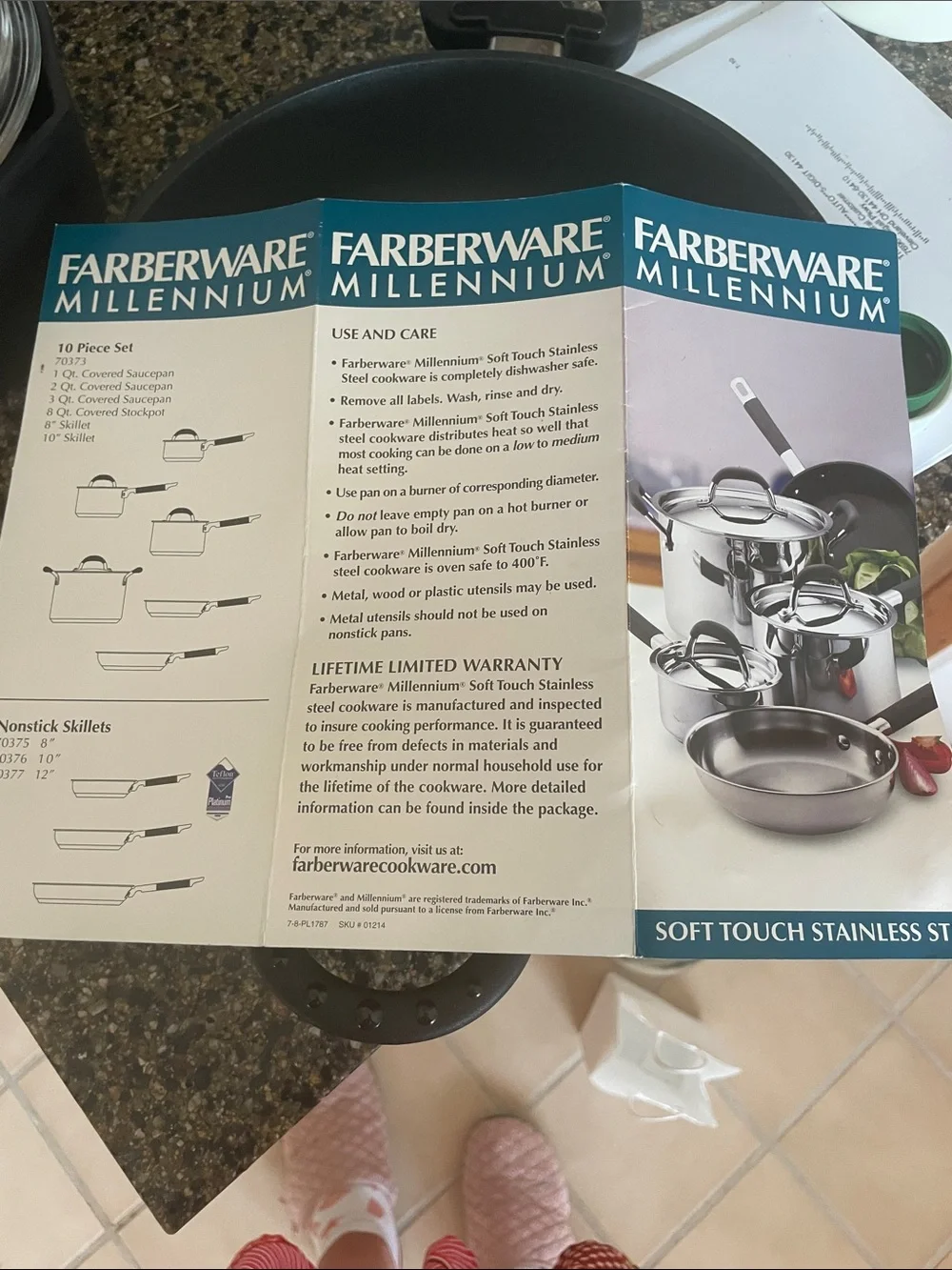 Farberware Black Millennium Nonstick Fry Pan and Saucepot Set new